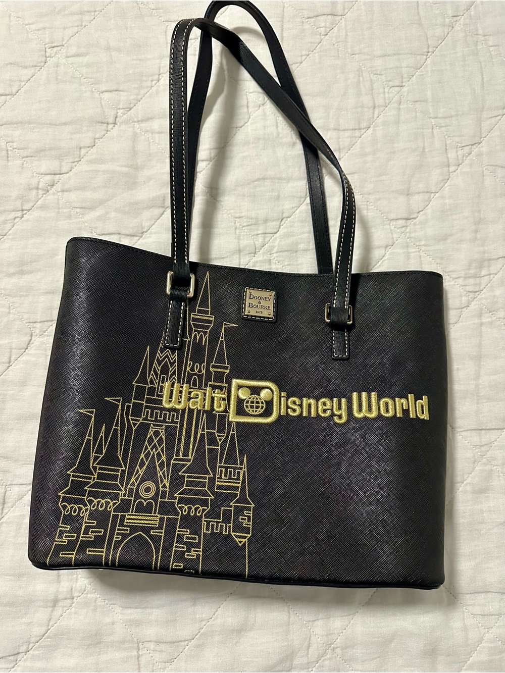 Dooney & Bourke Black and Gold Disney Castle Tote